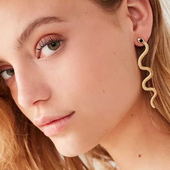 Urban Outfitters Accessories - Gold Snake Black Jewel Drop Earrings